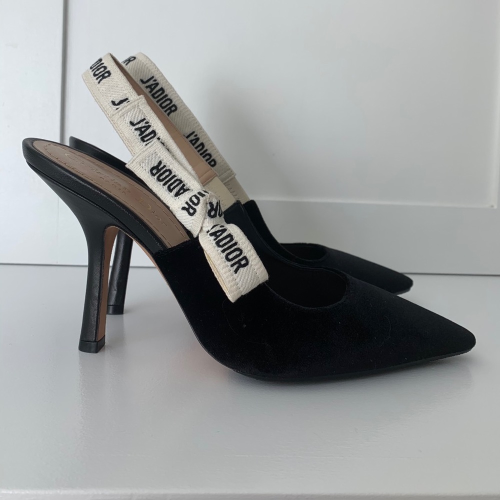 Dior J’adior Black Velvet slingback pumps 38 new